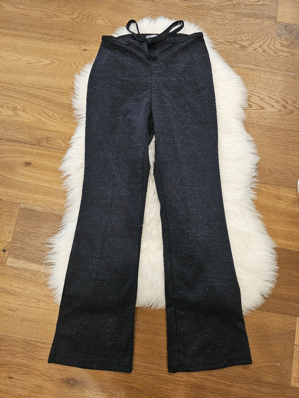 Vintage Sparkle Black High-Waist Flared Pants